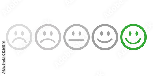 rating satisfaction feedback in form of emotions excellent good normal bad awful vector illustration EPS10