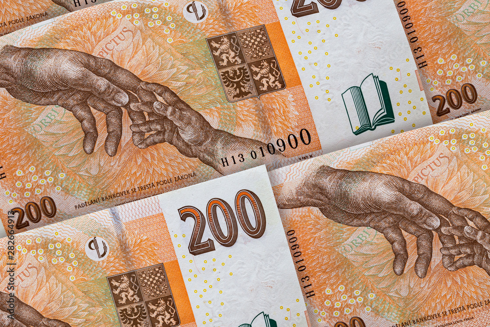 Money of Czech Republic. Czech Koruna banknoted background. 200 CZK Stock  Photo | Adobe Stock