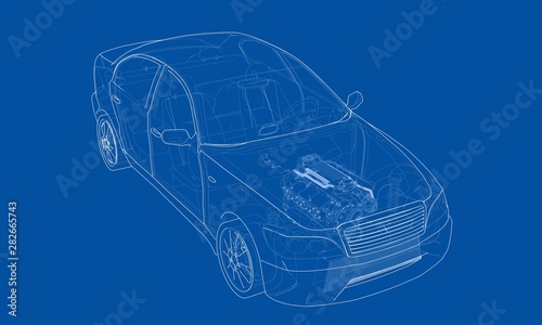 Concept car. Vector rendering of 3d