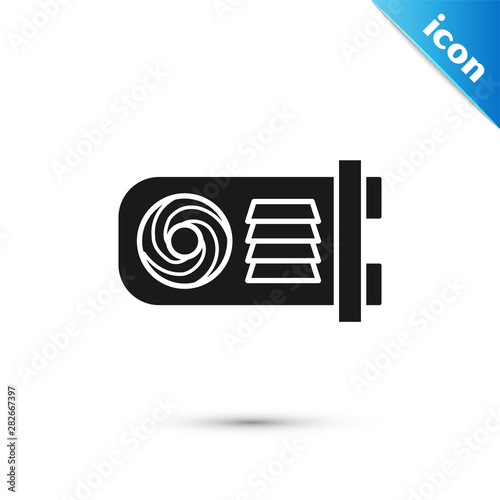 Black Mining farm icon isolated on white background. Cryptocurrency mining, blockchain technology, bitcoin, digital money market, wallet. Vector Illustration