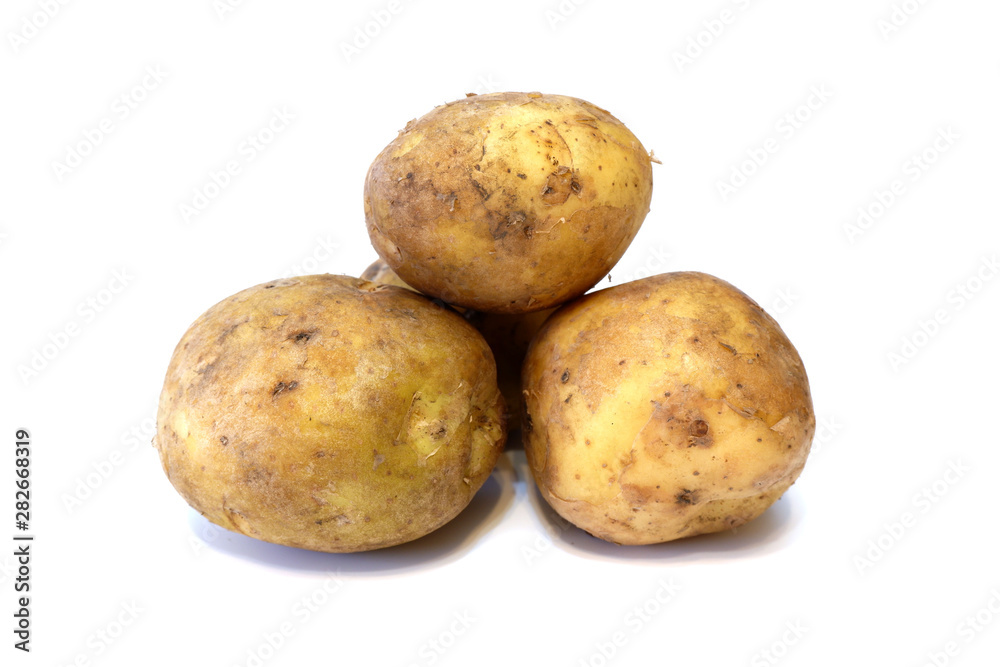 Potatoes closeup on white background isolated Potatoes closeup on white background isolated