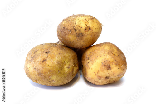 Potatoes closeup on white background isolated