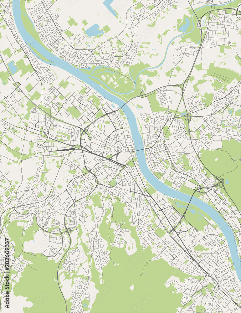 Fototapeta premium vector map of the city of Bonn, Germany, North Rhine-Westphalia, Cologne