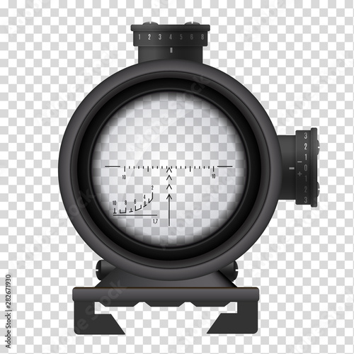Realistic sniper scope, weapon accuracy and aim symbol