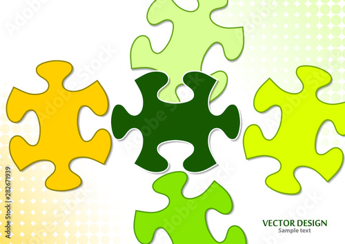 Abstract background from bright puzzle pieces. The composition is an unfinished puzzle.