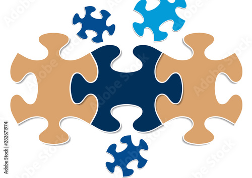 Abstract background from bright puzzle pieces. The composition is an unfinished puzzle.
