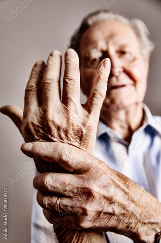 Senior man's hands, close-up photo