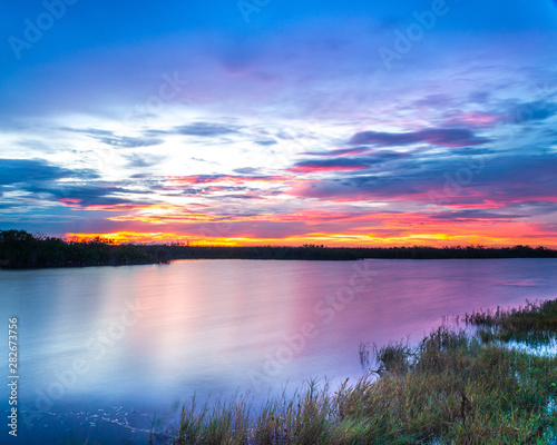 Long exposure Florida sunset at a nature preserve