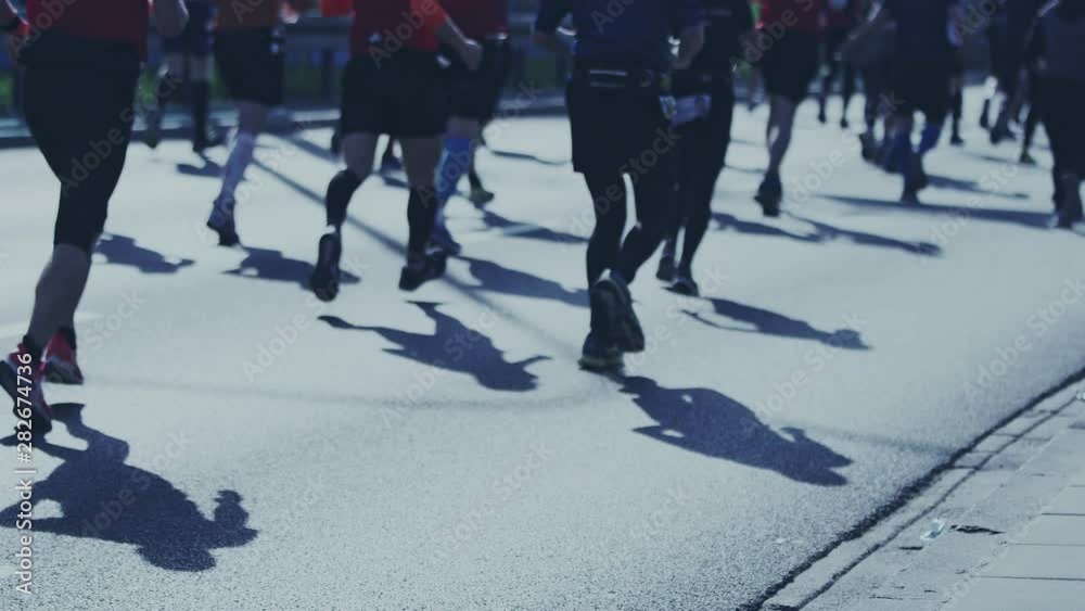 Marathon runners. Blurred.