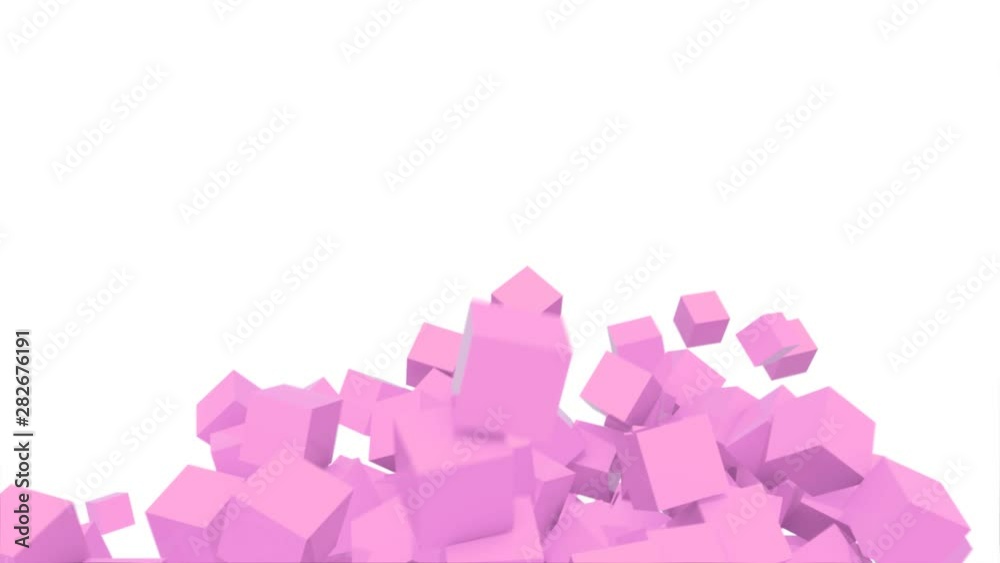 geometric design background of pink cubes in abstract motion (FULL HD)