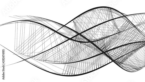 abstract graphic structure of flowing black lines - seamless (FULL HD)