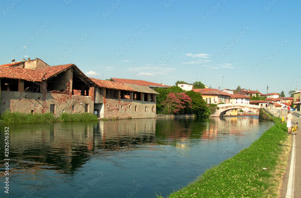 walk along the Naviglio Grande in the agricultural villages near Milan, Italy walk along the Naviglio Grande in the agricultural villages near Milan, Italy