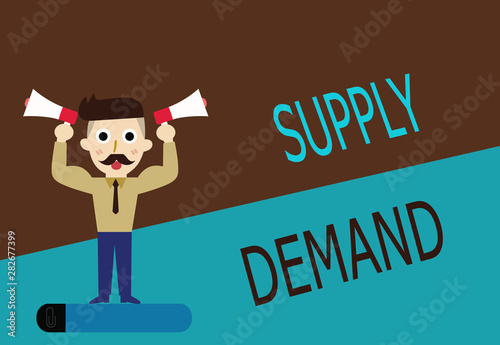 Conceptual hand writing showing Supply Demand. Business photo text Relationship between the amounts available and wanted.