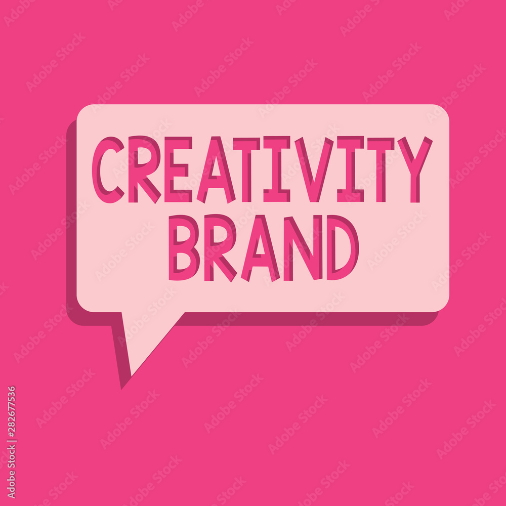 Fototapeta premium Word writing text Creativity Brand. Business concept for design name or feature that distinguishes organization.