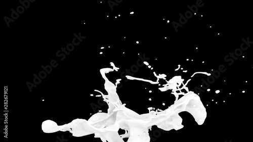 white color splashing abstract in slow motion, alpha channel included (FULL HD)