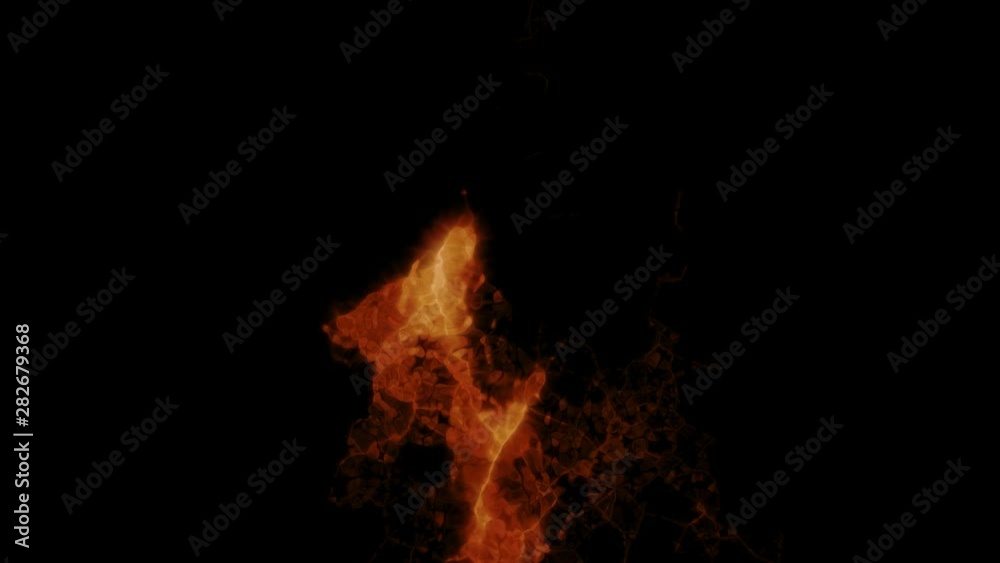 abstract fire energy flame rises and spreads, on black background (FULL HD)