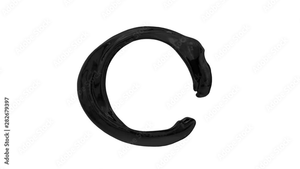 open ring of black paint flowing and rotating - on white , with alpha (FULL HD) open ring of black paint flowing and rotating - on white , with alpha (FULL HD)