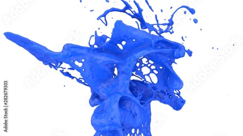 close-up view of blue paint splash in super slow motion, with alpha (FULL HD)