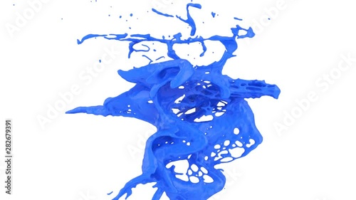 abstract blue paint splash in super slow motion, isolated on white (FULL HD)