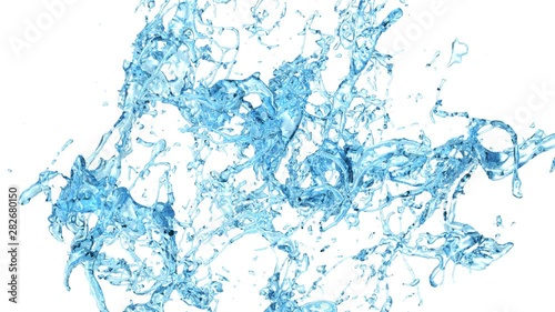 light blue water splashing in slow motion - on white, alpha included (FULL HD)