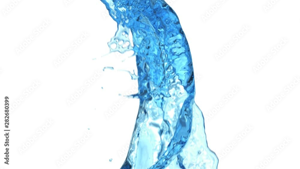 close up view of splashing light blue water flow, on white - seamless (FULL HD)