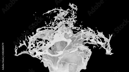 white color splash in slow motion - isolated on black, alpha included (FULL HD)