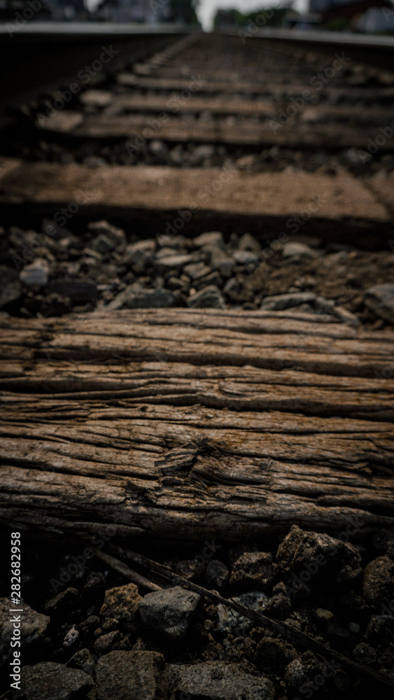Fototapeta premium Close up railroad wood