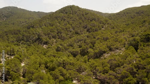 view of mountains and ibiza beach of cala salada