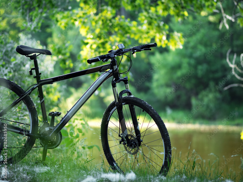 Close-up of the bike on the background of nature Park