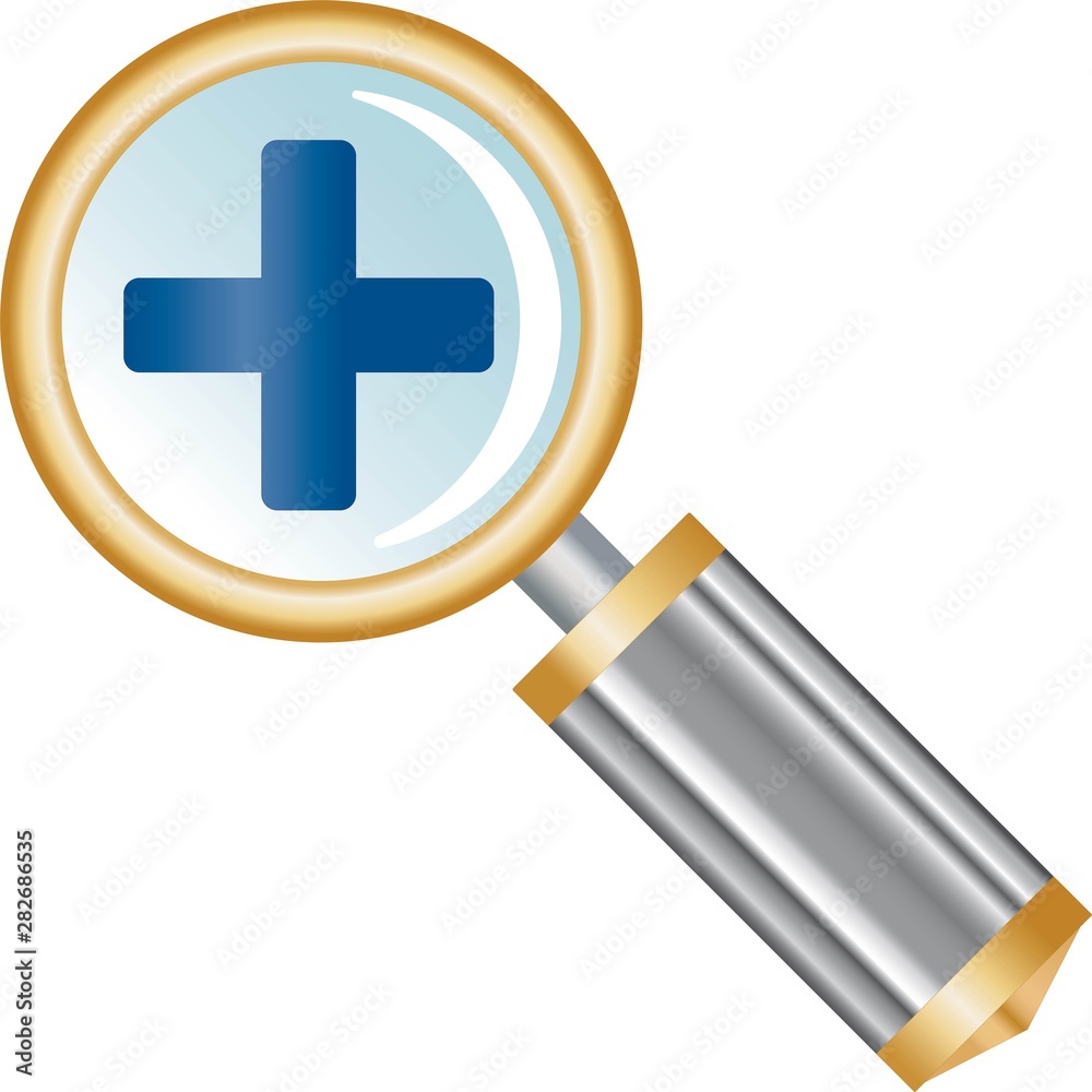 Fototapeta premium Magnifier symbolizing the increment zoom of a document. Vector icon.