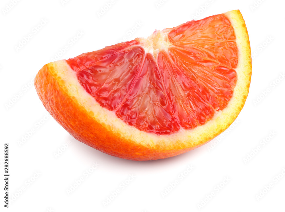Red blood orange fruit with slices isolated on white background Red blood orange fruit with slices isolated on white background