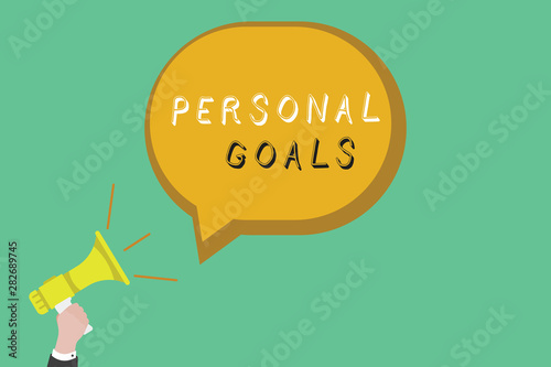 Text sign showing Personal Goals. Conceptual photo Target set by a person to influence his efforts Motivation.