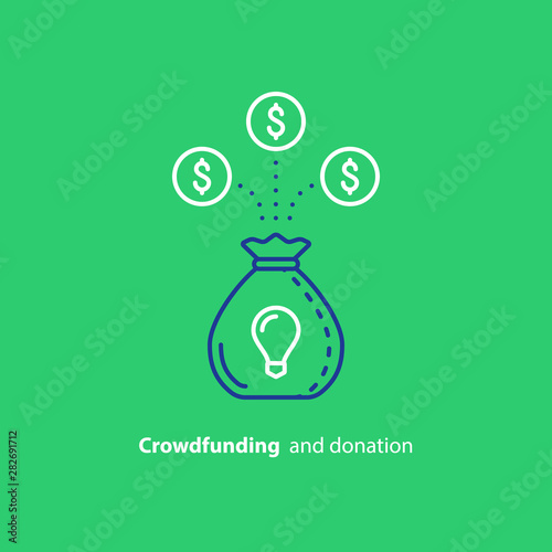Photos Donate money, crowdfunding line icon, investment and consolidation concept