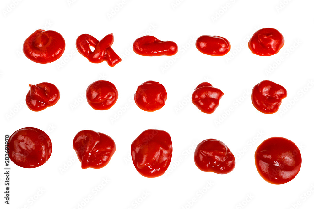 Red sauce splashes isolated on white background. Ketchup. Red sauce splashes isolated on white background. Ketchup.