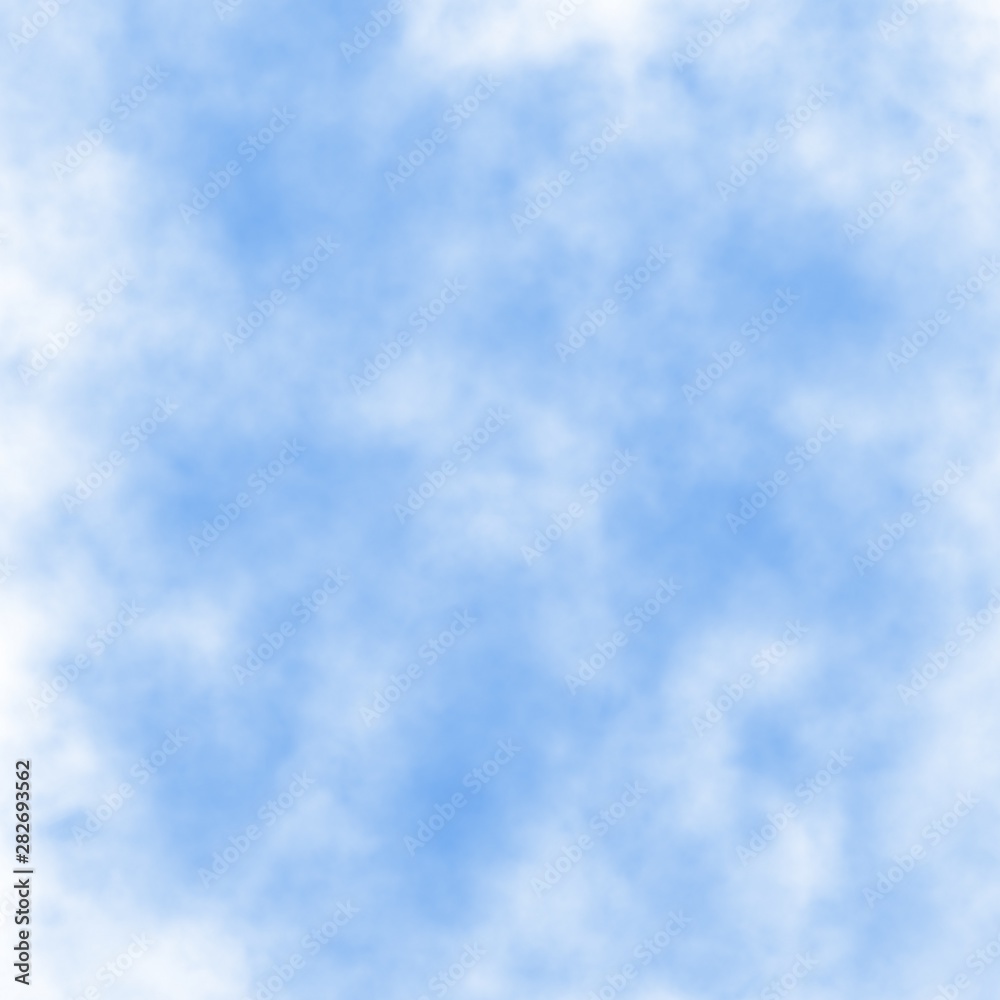 Abstract blue background with sky, white clouds effect