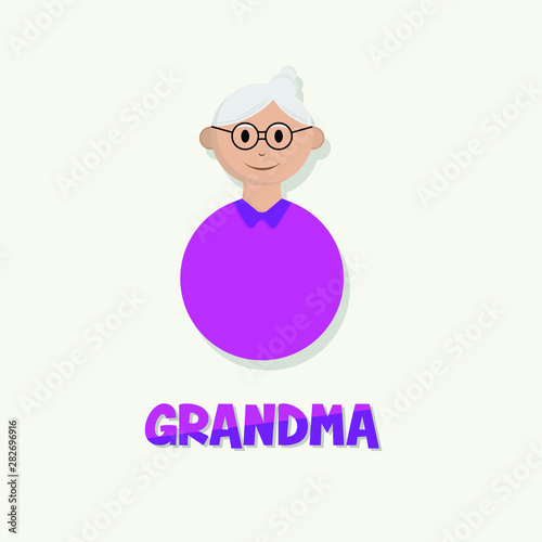 People oldman Icon, grandma cartoon vector with purple dress