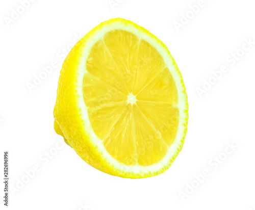 half of yellow lemon no seed isolated on white background with clipping path