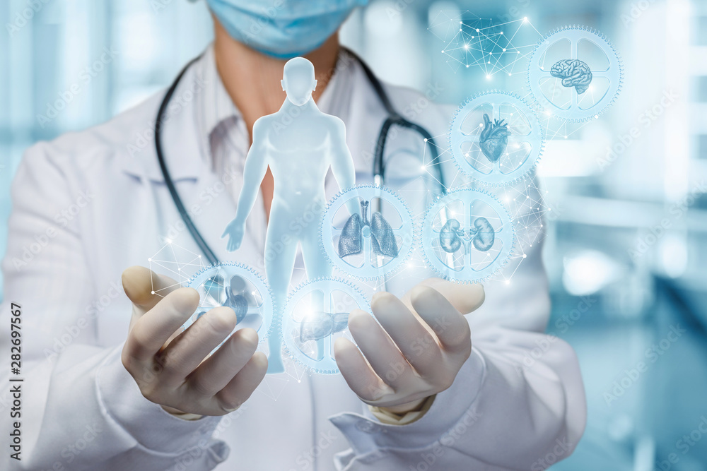 A medical worker shows the mechanism of health . A medical worker shows the mechanism of health .