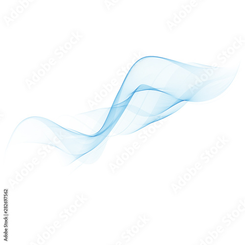 Abstract smooth color wave vector. Curve flow blue motion illustration. Smoke design.