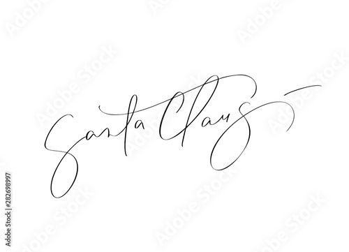 Santa Claus vector signature Calligraphic Christmas text. Lettering design card template. Creative typography for Holiday Greeting Card, Gift Poster. Calligraphy Font style Banner