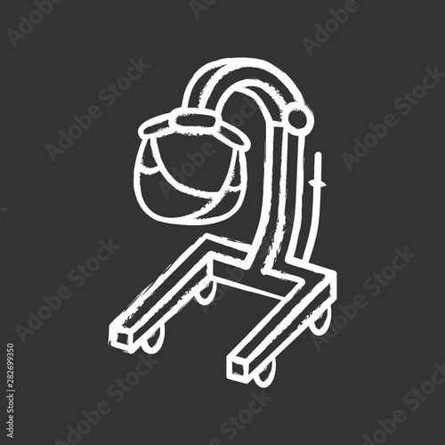 Patient lift chalk icon. Physically disabled people lifter device. Transferring immobile hospital patient. Handicapped equipment, mobility aid. Isolated vector chalkboard illustration