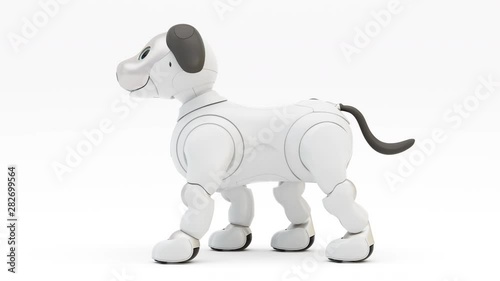 Robotic dog Aibo. Robot. 3d render. 4K. Looping motion. photo