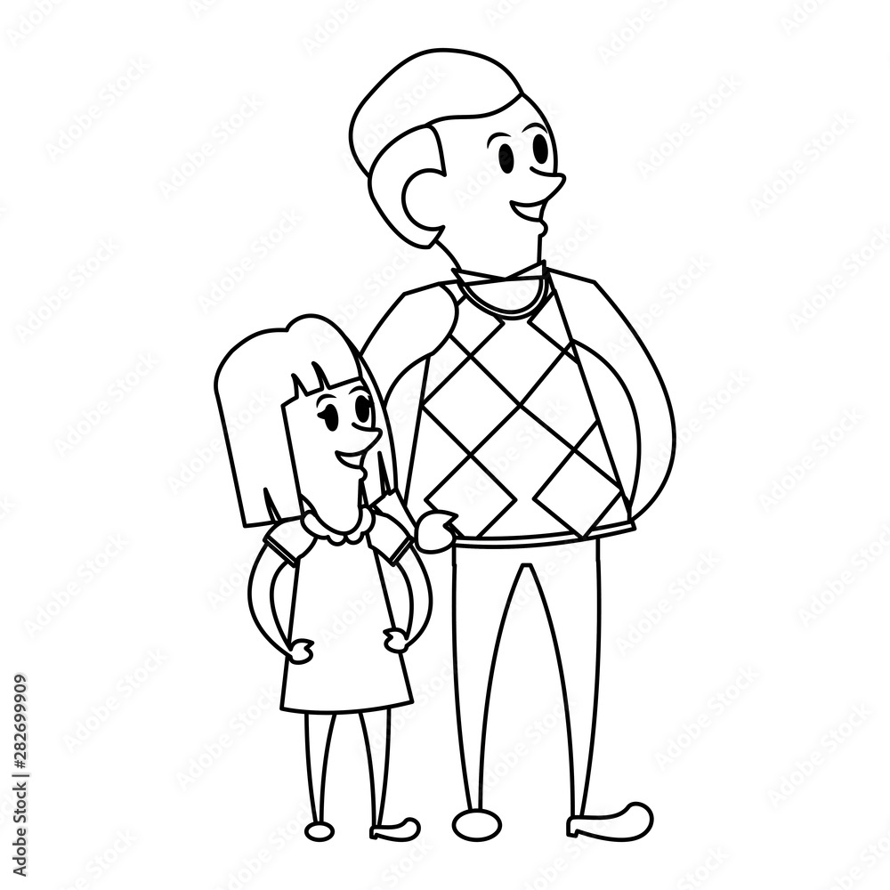 fathers day family celebration cartoon in black and white fathers day family celebration cartoon in black and white