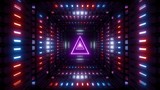 glowing wireframe triangle with metal shining background 3d illustration