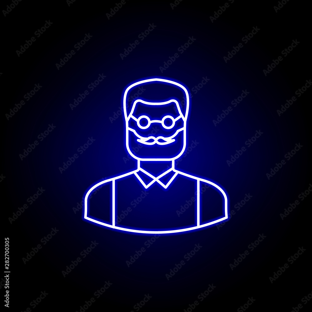 avatar writer outline icon in blue neon style. Signs and symbols can be used for web logo mobile app UI UX avatar writer outline icon in blue neon style. Signs and symbols can be used for web logo mobile app UI UX