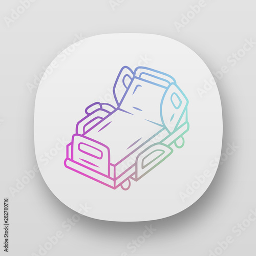 Motorized, electric hospital bed app icon. Device for physically disabled people. Paraplegic person treatment. UI/UX user interface. Web or mobile applications. Vector isolated illustrations