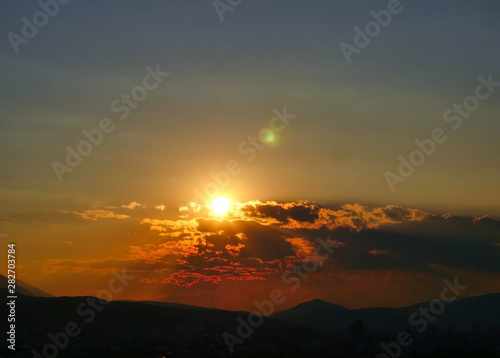 beautiful golden sunset sky landscape