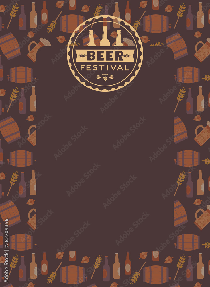 Flat beer fest party vector banner A4 size template. Flat beer fest party vector banner A4 size template.
