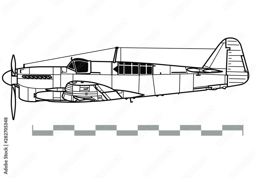 Fototapeta premium Fairey Firefly. Outline vector drawing