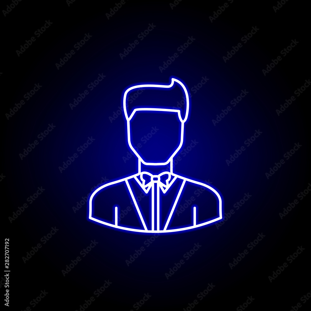 avatar showman outline icon in blue neon style. Signs and symbols can be used for web logo mobile app UI UX avatar showman outline icon in blue neon style. Signs and symbols can be used for web logo mobile app UI UX